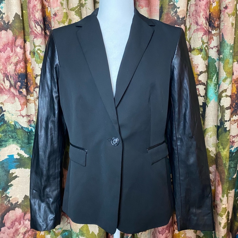 Black Blazer with Vegan Leather